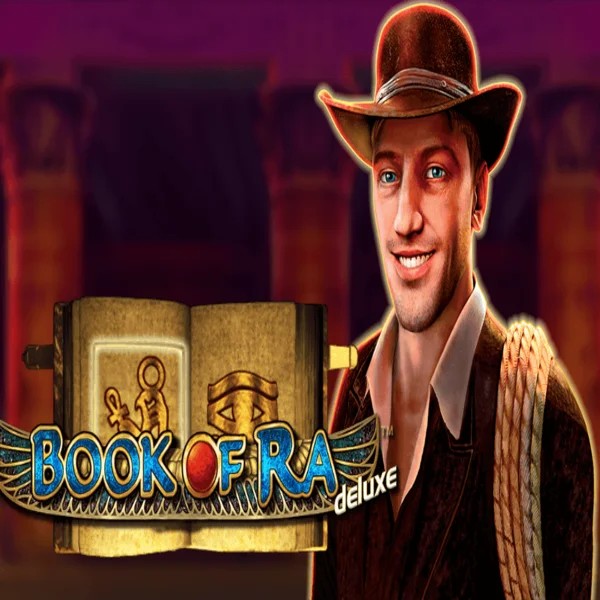 Book of Ra Deluxe online game logo by Novomatic on punterzs.com
